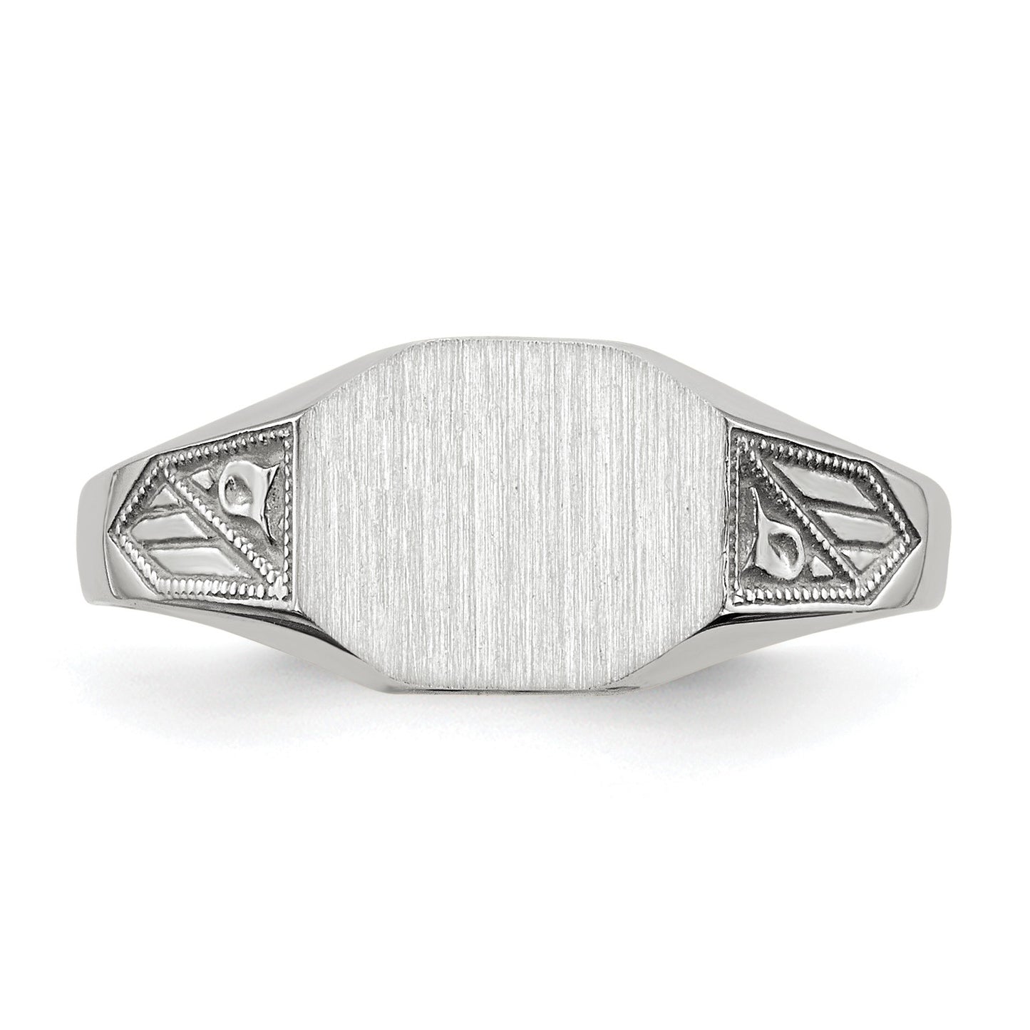 14k White Gold 9.0x7.0mm Octagon Closed Back Signet Ring