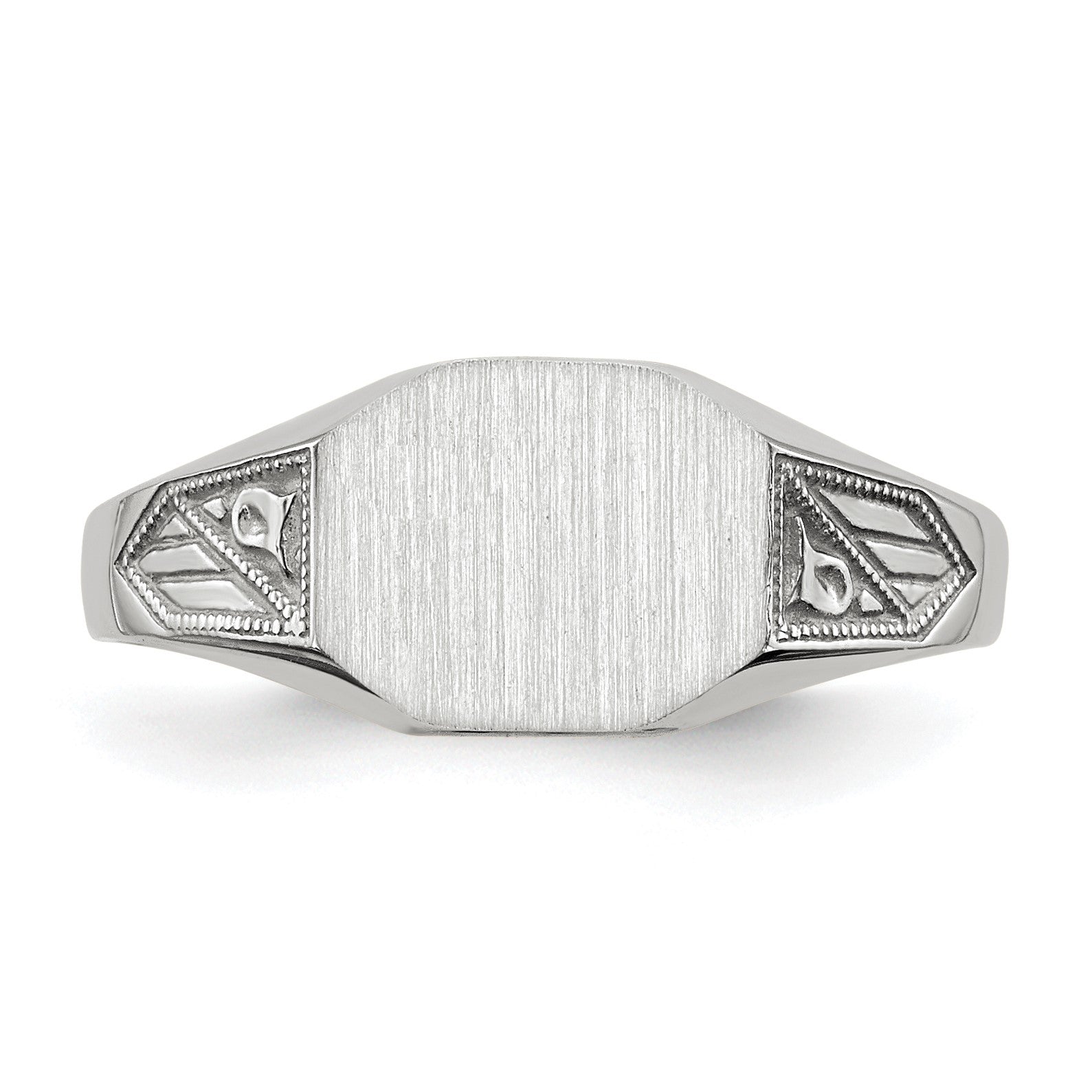 14k White Gold 9.0x7.0mm Octagon Closed Back Signet Ring