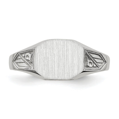14k White Gold 9.0x7.0mm Octagon Closed Back Signet Ring
