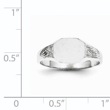 14k White Gold 9.0x7.0mm Octagon Closed Back Signet Ring