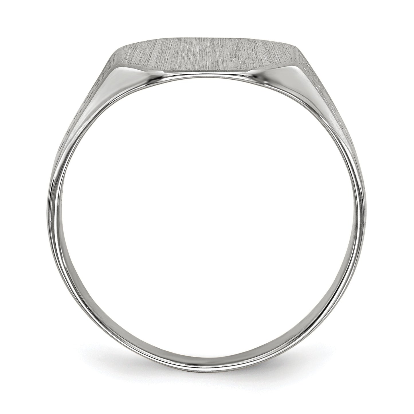14k White Gold 10.5x9.0mm Octagon Closed Back Signet Ring