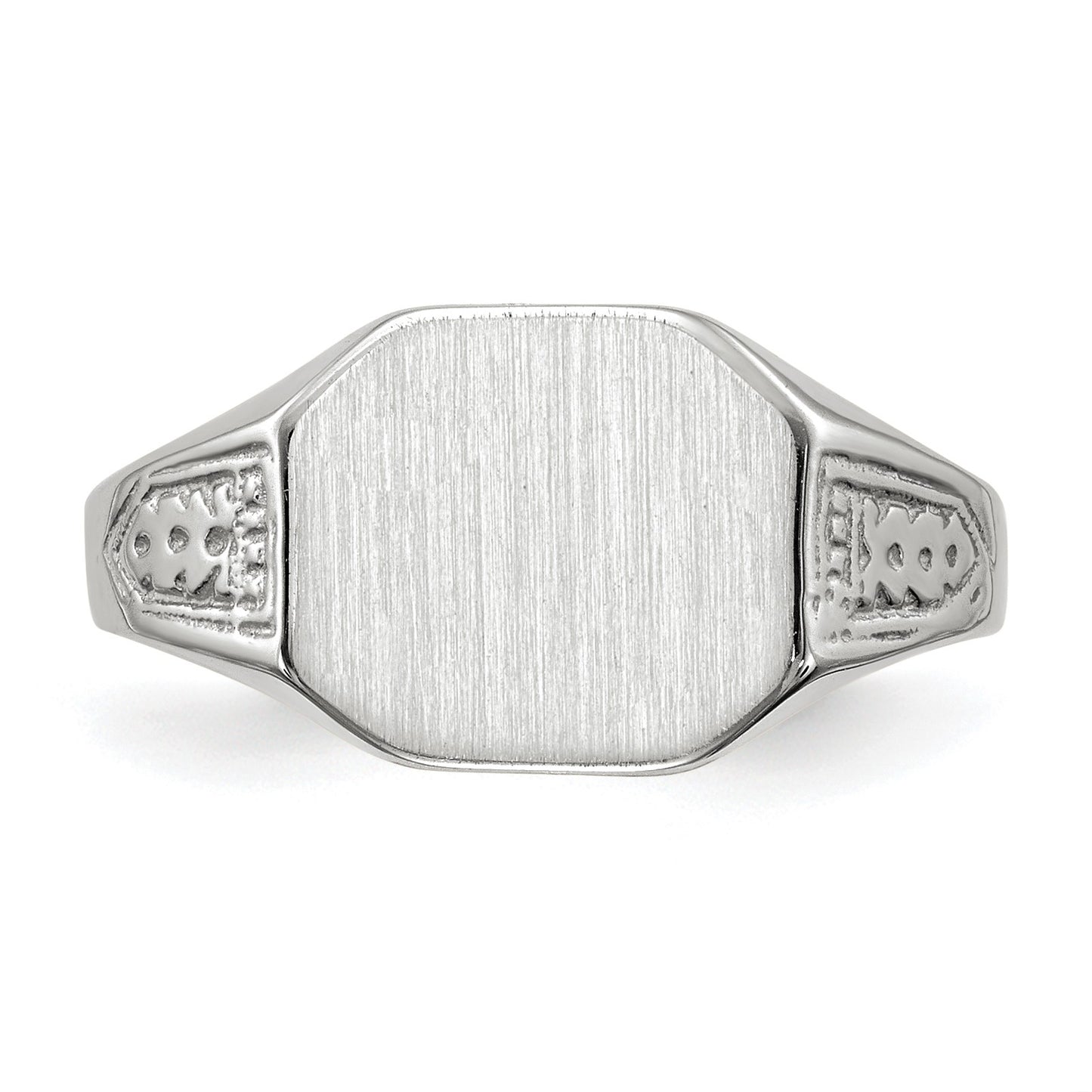 14k White Gold 10.5x9.0mm Octagon Closed Back Signet Ring
