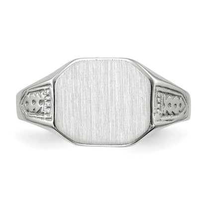 14k White Gold 10.5x9.0mm Octagon Closed Back Signet Ring