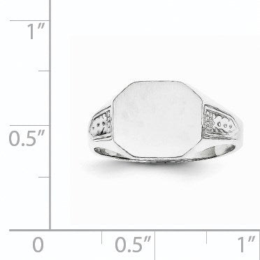 14k White Gold 10.5x9.0mm Octagon Closed Back Signet Ring