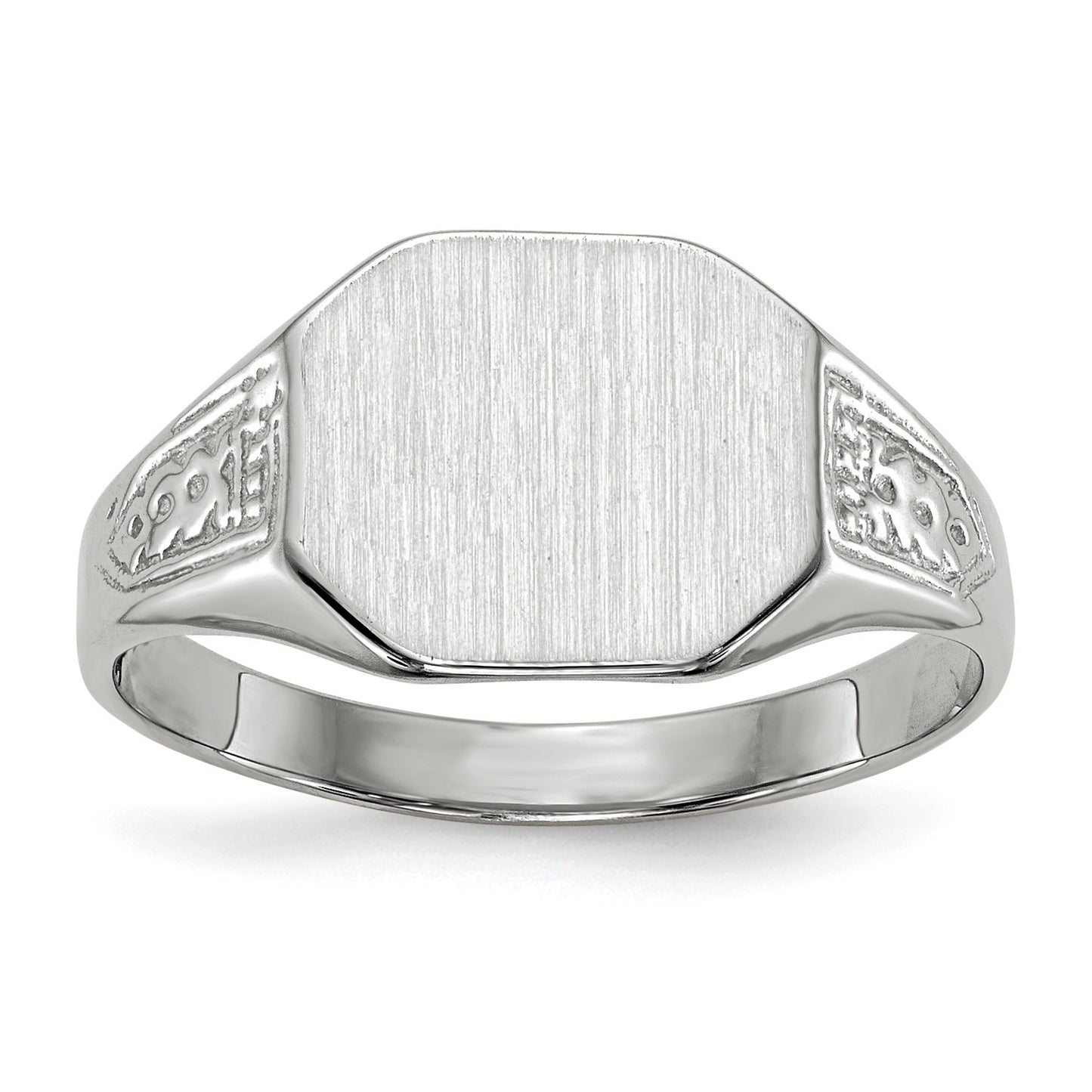 14k White Gold 10.5x9.0mm Octagon Closed Back Signet Ring