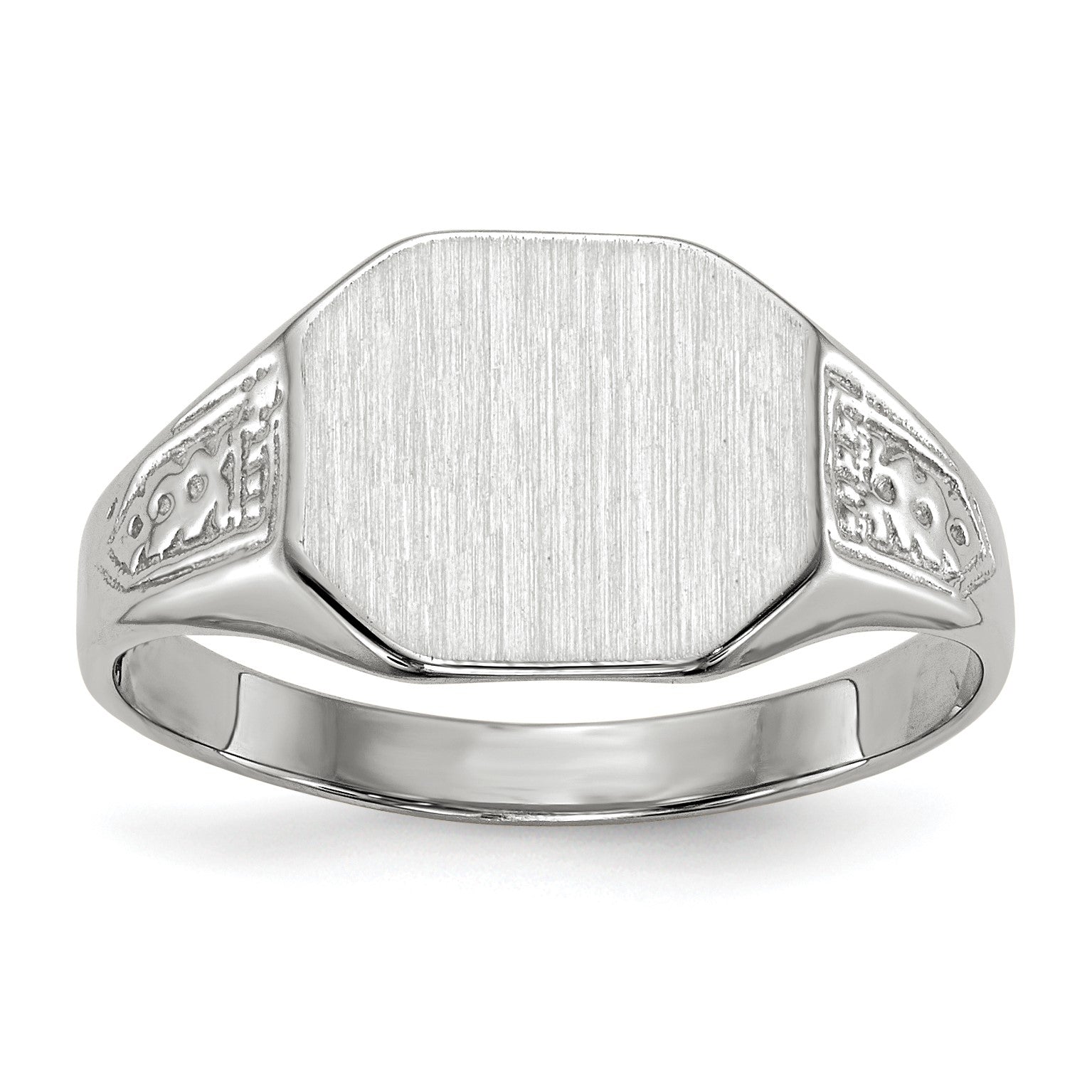 14k White Gold 10.5x9.0mm Octagon Closed Back Signet Ring