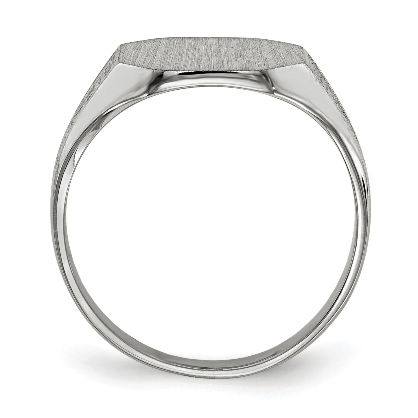 14k White Gold 11.0x9.0mm Octagon Closed Back Signet Ring