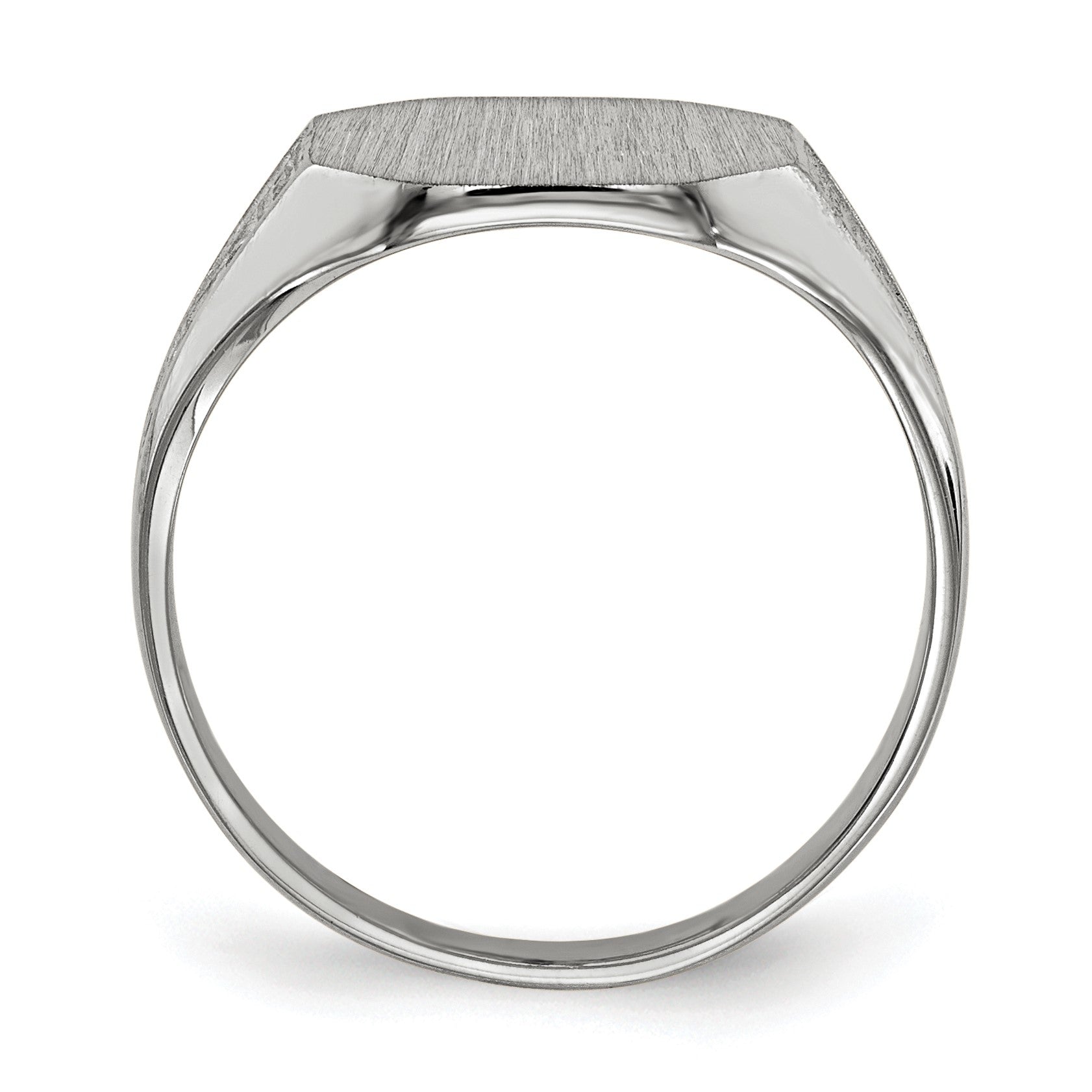 14k White Gold 11.0x9.0mm Octagon Closed Back Signet Ring