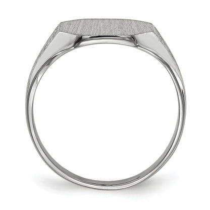 14k White Gold 11.0x9.0mm Octagon Closed Back Signet Ring