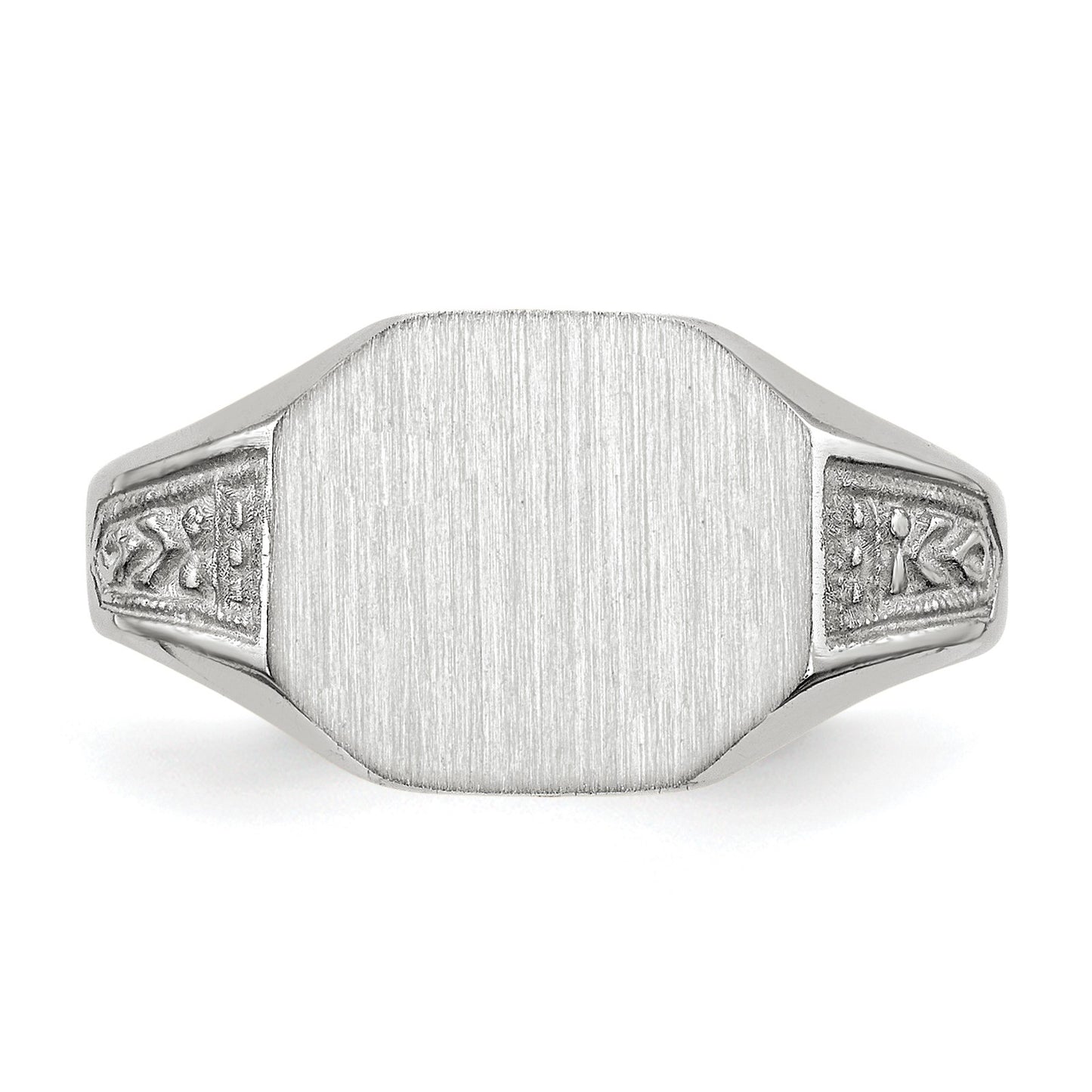 14k White Gold 11.0x9.0mm Octagon Closed Back Signet Ring