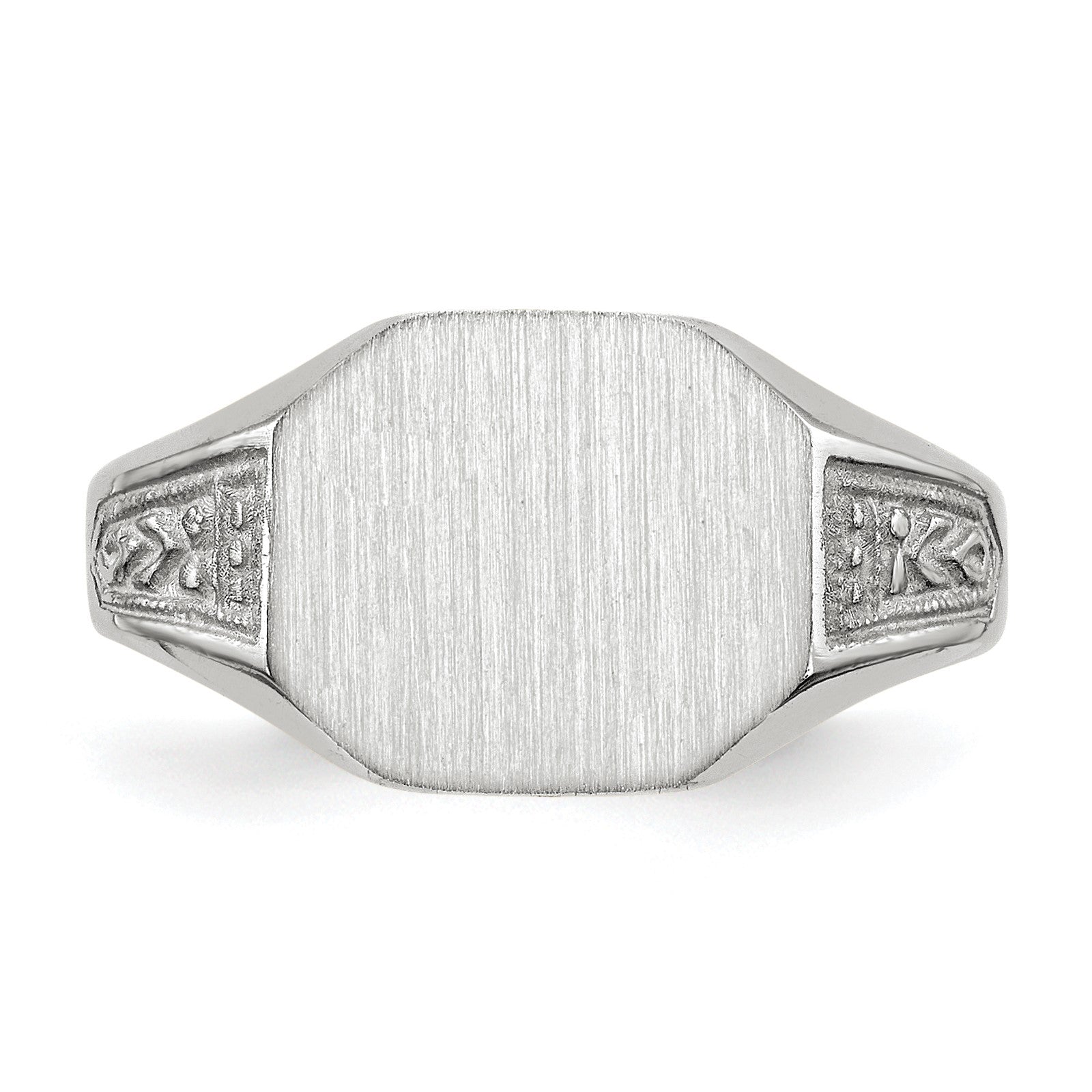 14k White Gold 11.0x9.0mm Octagon Closed Back Signet Ring