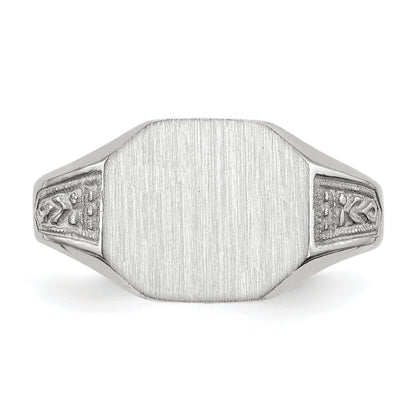 14k White Gold 11.0x9.0mm Octagon Closed Back Signet Ring