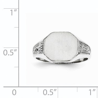 14k White Gold 11.0x9.0mm Octagon Closed Back Signet Ring