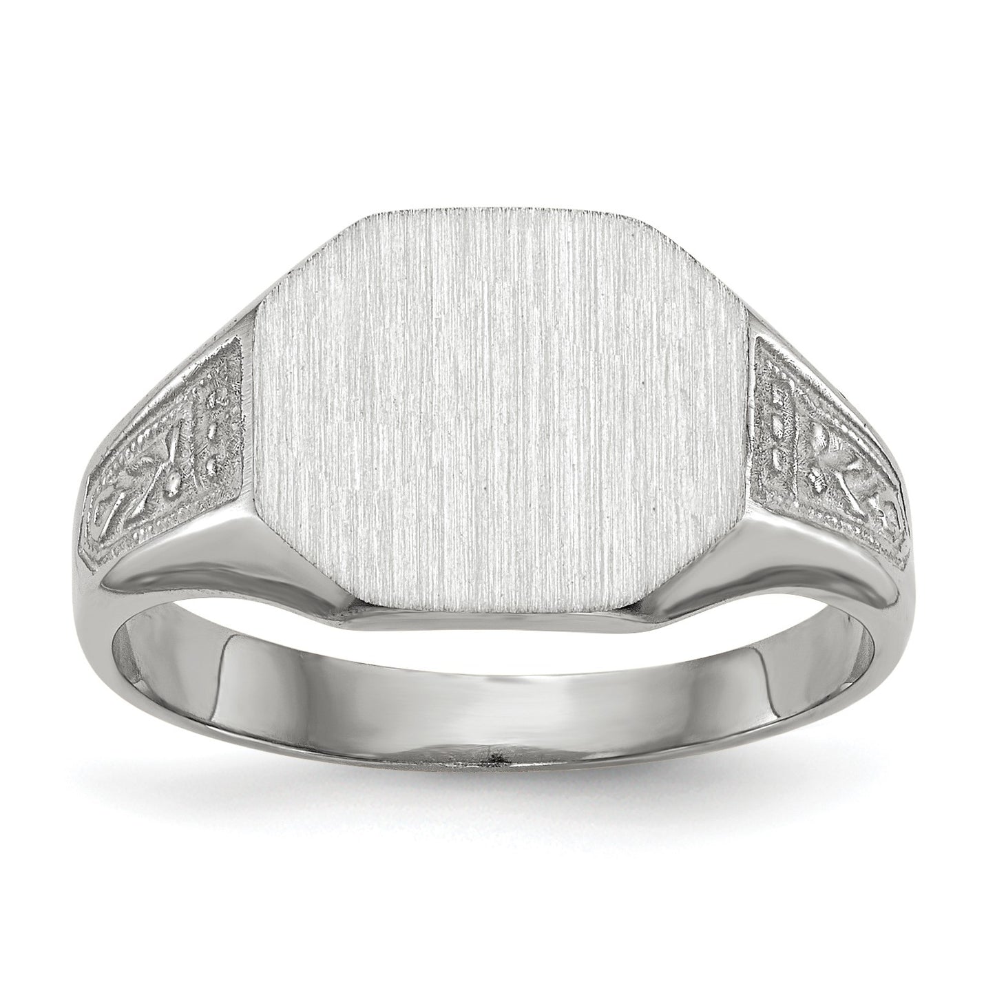 14k White Gold 11.0x9.0mm Octagon Closed Back Signet Ring