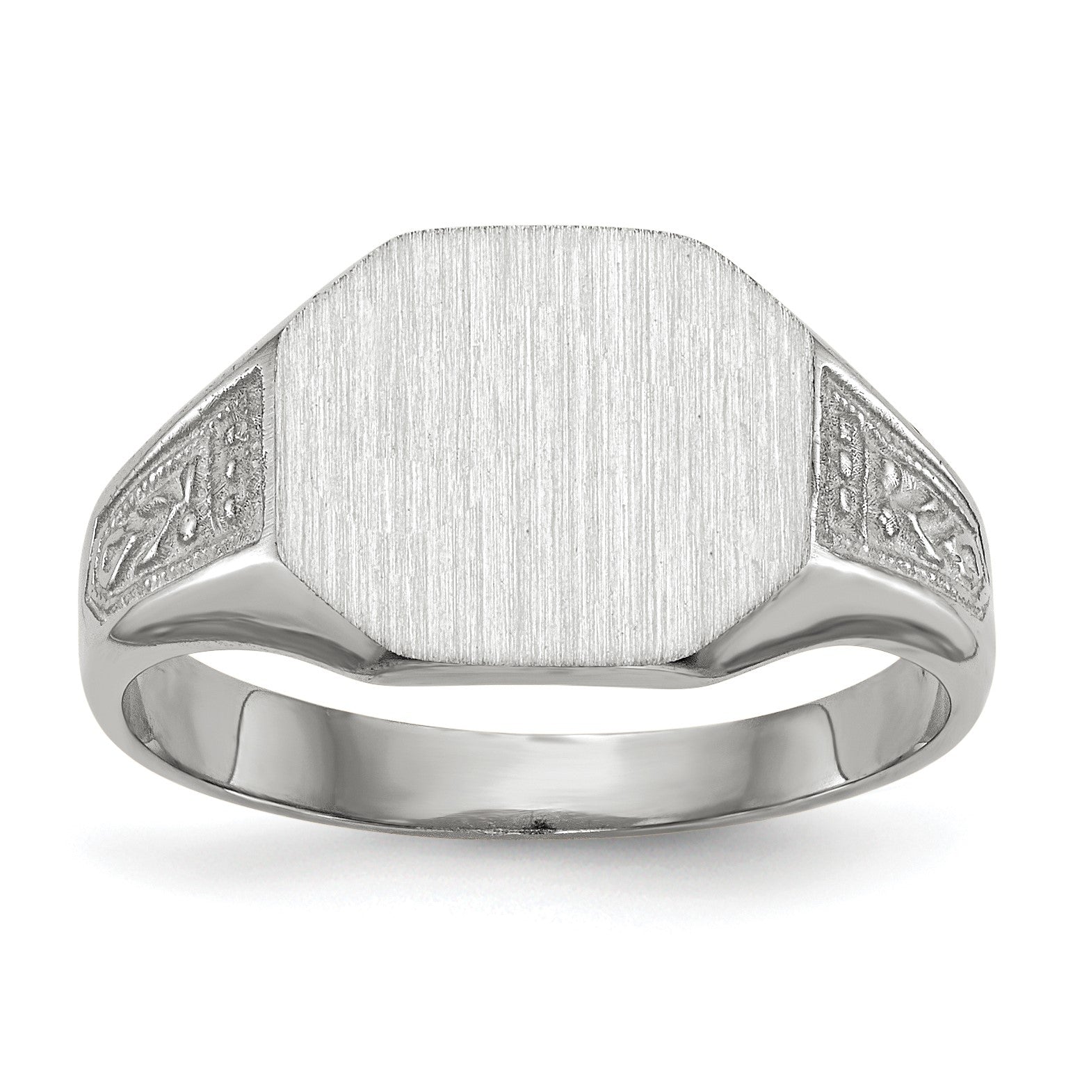 14k White Gold 11.0x9.0mm Octagon Closed Back Signet Ring