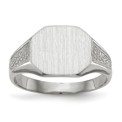 14k White Gold 11.0x9.0mm Octagon Closed Back Signet Ring