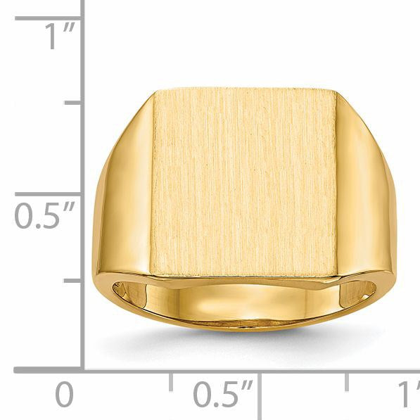14k 13.5x15.0mm Rectangle Open Back Mens Signet Ring