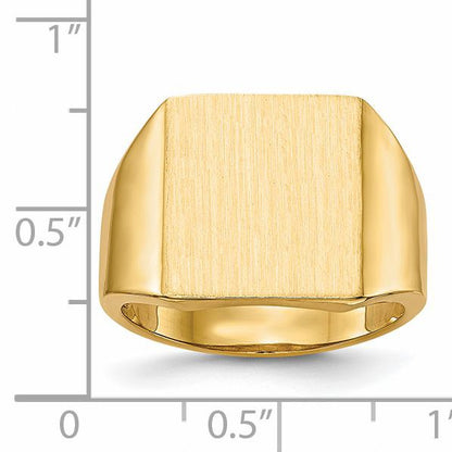 14k 13.5x15.0mm Rectangle Open Back Mens Signet Ring