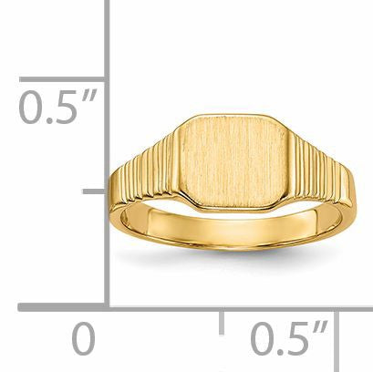 14k 6.5x6.0mm Closed Back Size 2 Baby Square Signet Ring