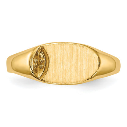 14k Holds 1-1.0mm Stone 10x6mm Closed Back Size 4 Childs Oval Signet Ring Mounting