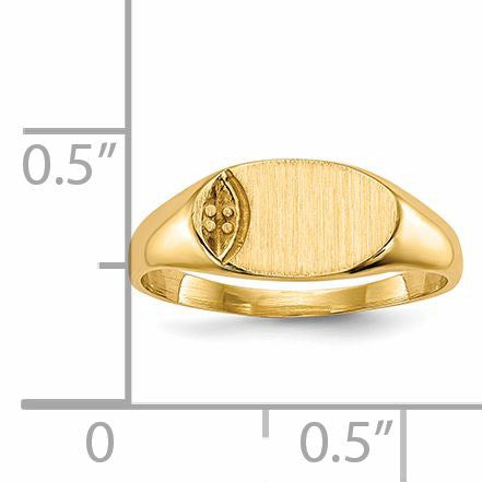 14k Holds 1-1.0mm Stone 10x6mm Closed Back Size 4 Childs Oval Signet Ring Mounting