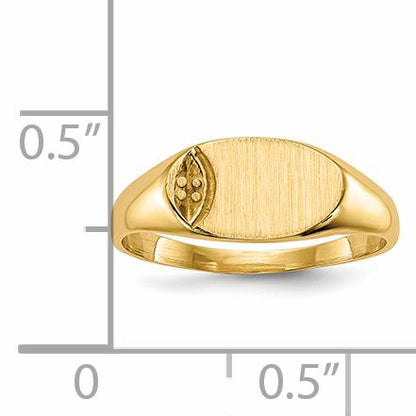 14k Holds 1-1.0mm Stone 10x6mm Closed Back Size 4 Childs Oval Signet Ring Mounting