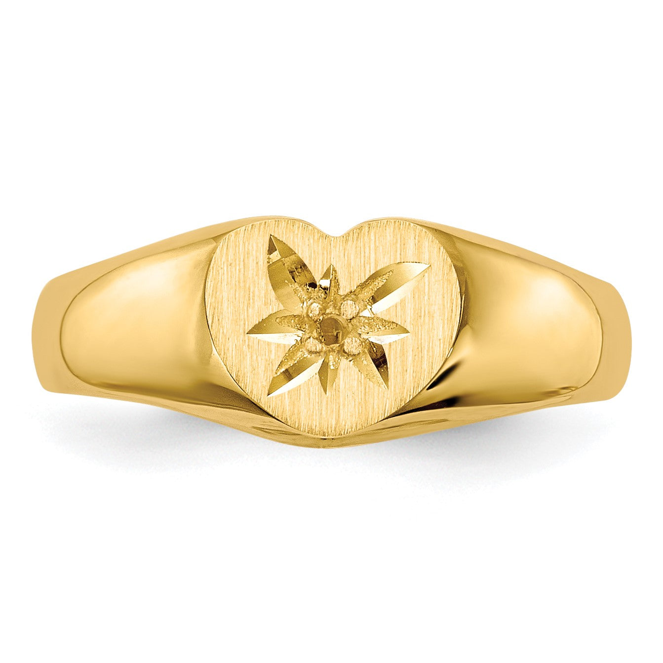 14k Holds 1-1.0mm Stone Open Back Size 3 Childs Heart Ring Mounting