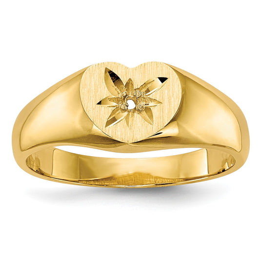 14k Holds 1-1.0mm Stone Open Back Size 3 Childs Heart Ring Mounting