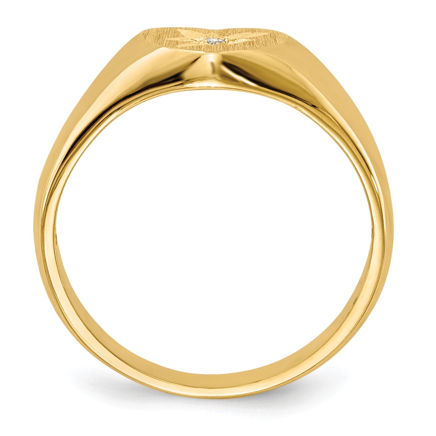 14k 1/2 point AA Diamond 7.0x6.0mm Open Back Size 3 Childs Heart Signet Ring