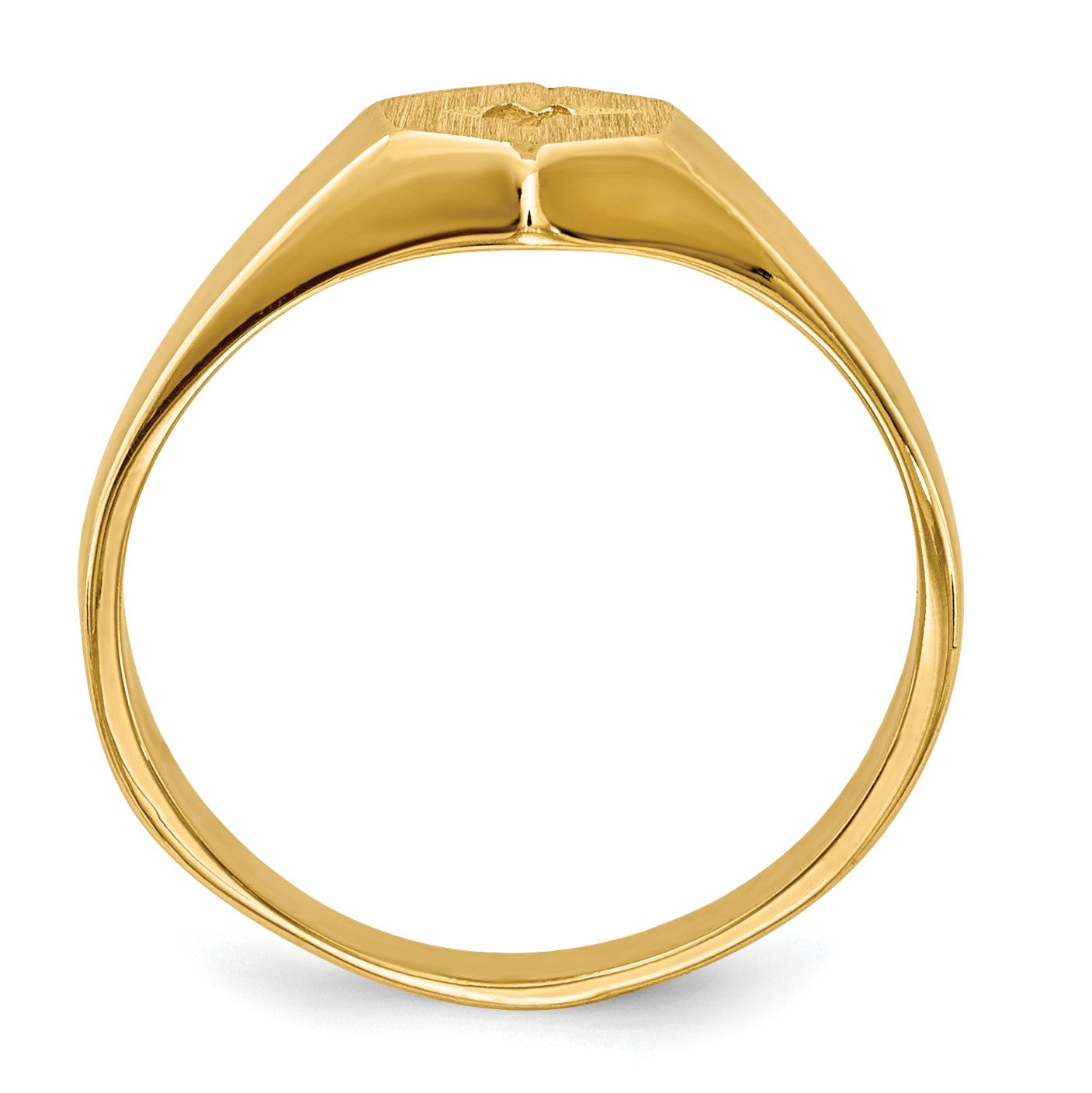 14k Holds 1-1.6mm Stone 5.0x5.0mm Open Back Size 3 Hexagonal Signet Ring Mounting