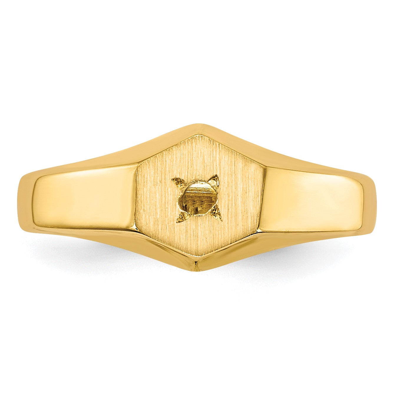 14k Holds 1-1.6mm Stone 5.0x5.0mm Open Back Size 3 Hexagonal Signet Ring Mounting