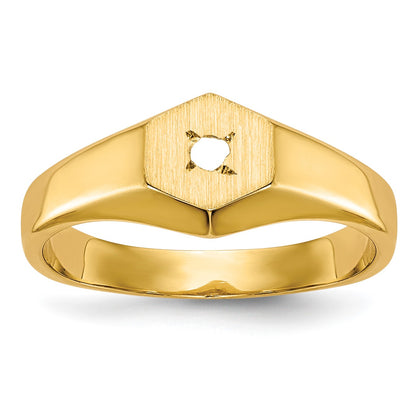 14k Holds 1-1.6mm Stone 5.0x5.0mm Open Back Size 3 Hexagonal Signet Ring Mounting