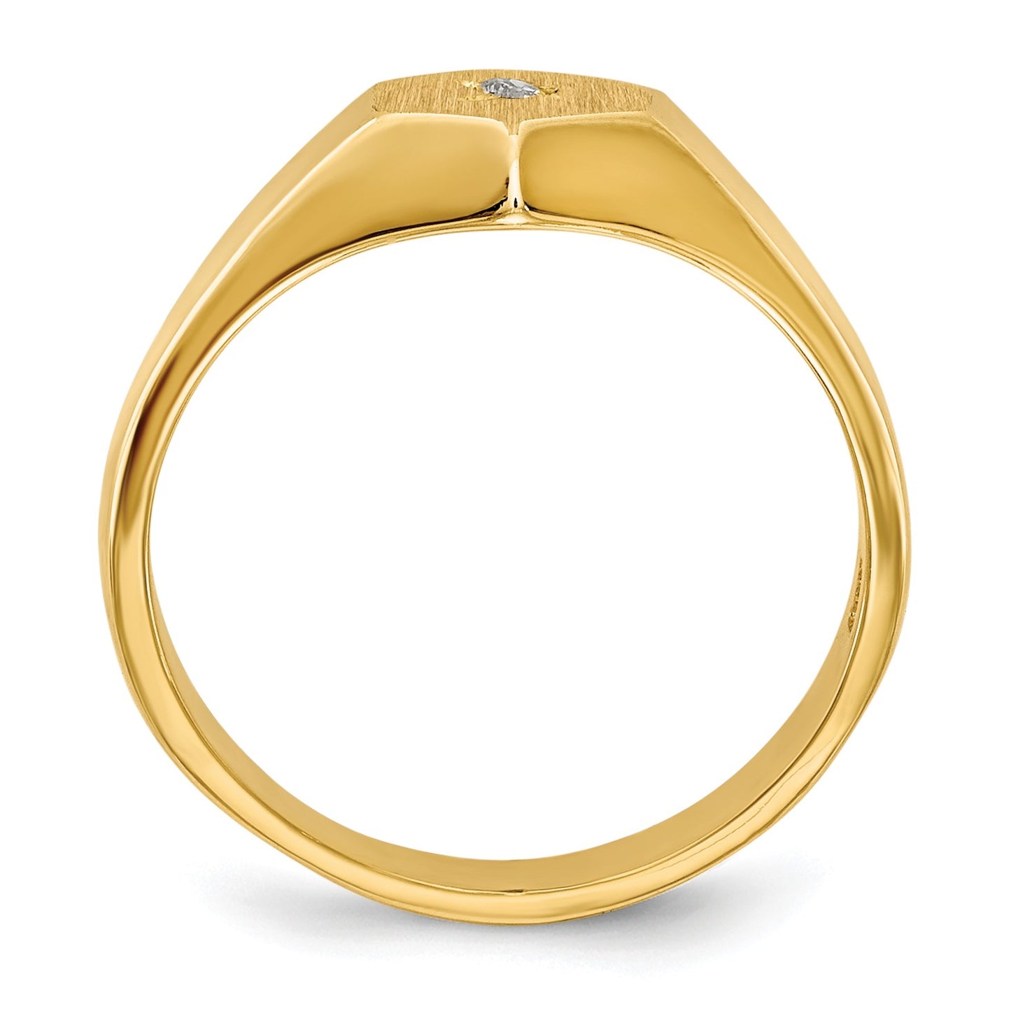 14k .02 carat AA Diamond 5.0x5.0mm Open Back Size 3 Hexagonal Signet Ring