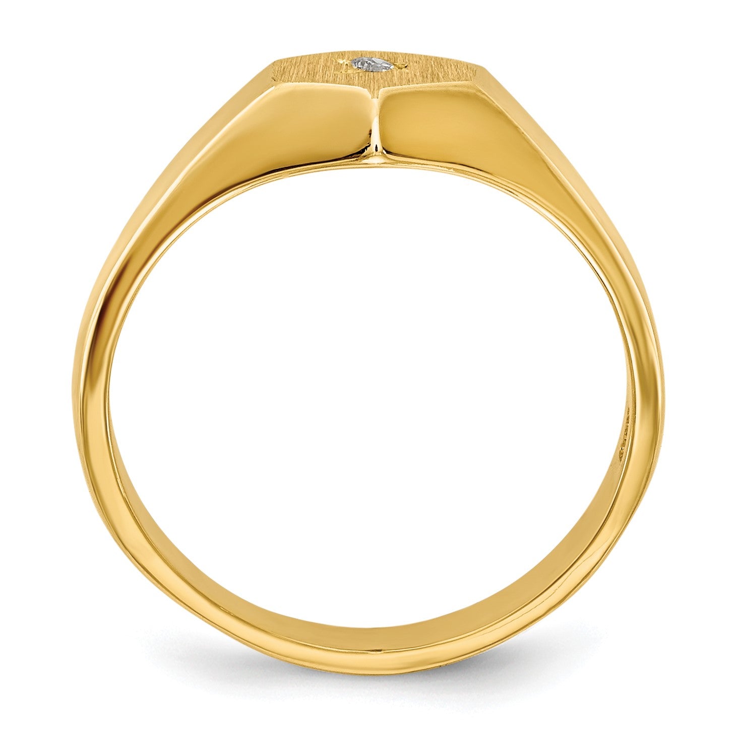 14k .02 carat AA Diamond 5.0x5.0mm Open Back Size 3 Hexagonal Signet Ring