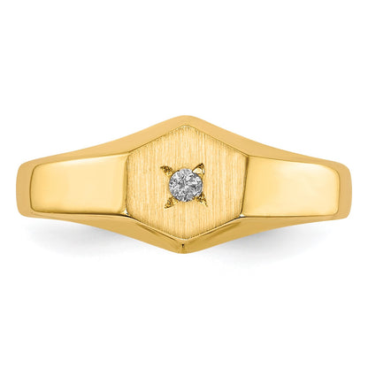 14k .02 carat AA Diamond 5.0x5.0mm Open Back Size 3 Hexagonal Signet Ring