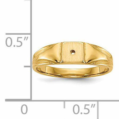 14k 1/2 point AA Diamond 4.5x4.5mm Closed Back Size 3 Childs Square Signet Ring