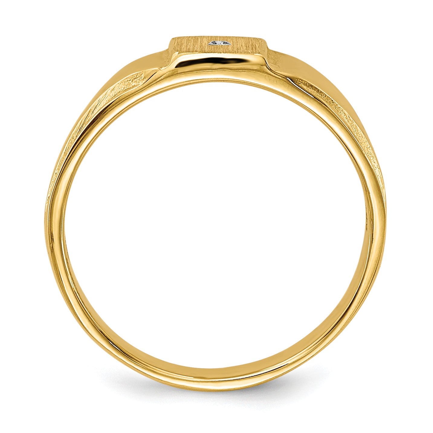 14k 1/2 point AA Diamond 4.5x4.5mm Closed Back Size 3 Childs Square Signet Ring