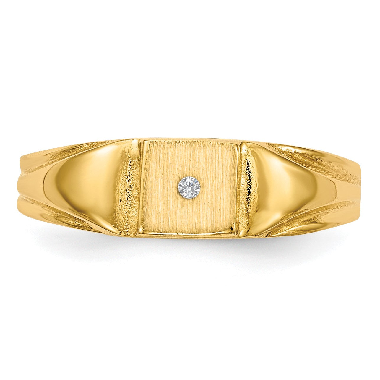14k 1/2 point AA Diamond 4.5x4.5mm Closed Back Size 3 Childs Square Signet Ring