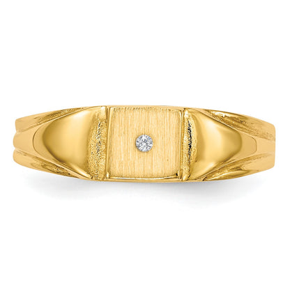 14k 1/2 point AA Diamond 4.5x4.5mm Closed Back Size 3 Childs Square Signet Ring