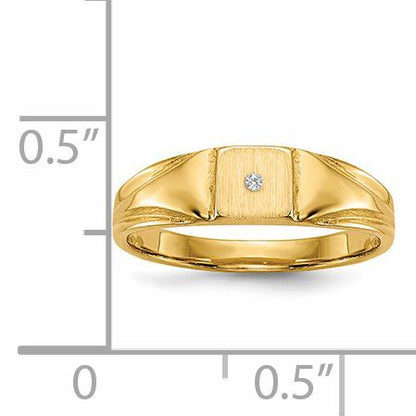 14k 1/2 point AA Diamond 4.5x4.5mm Closed Back Size 3 Childs Square Signet Ring