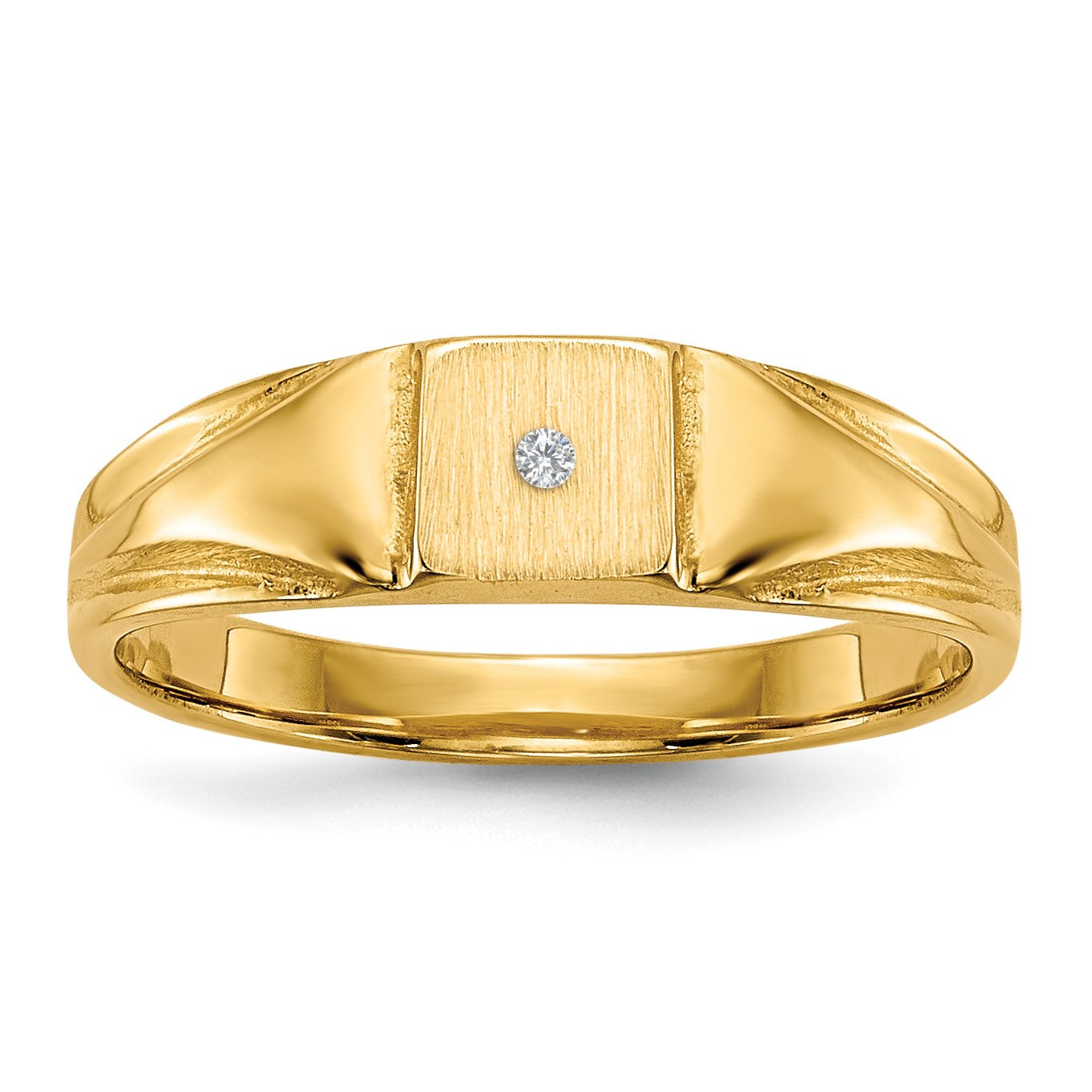 14k 1/2 point AA Diamond 4.5x4.5mm Closed Back Size 3 Childs Square Signet Ring