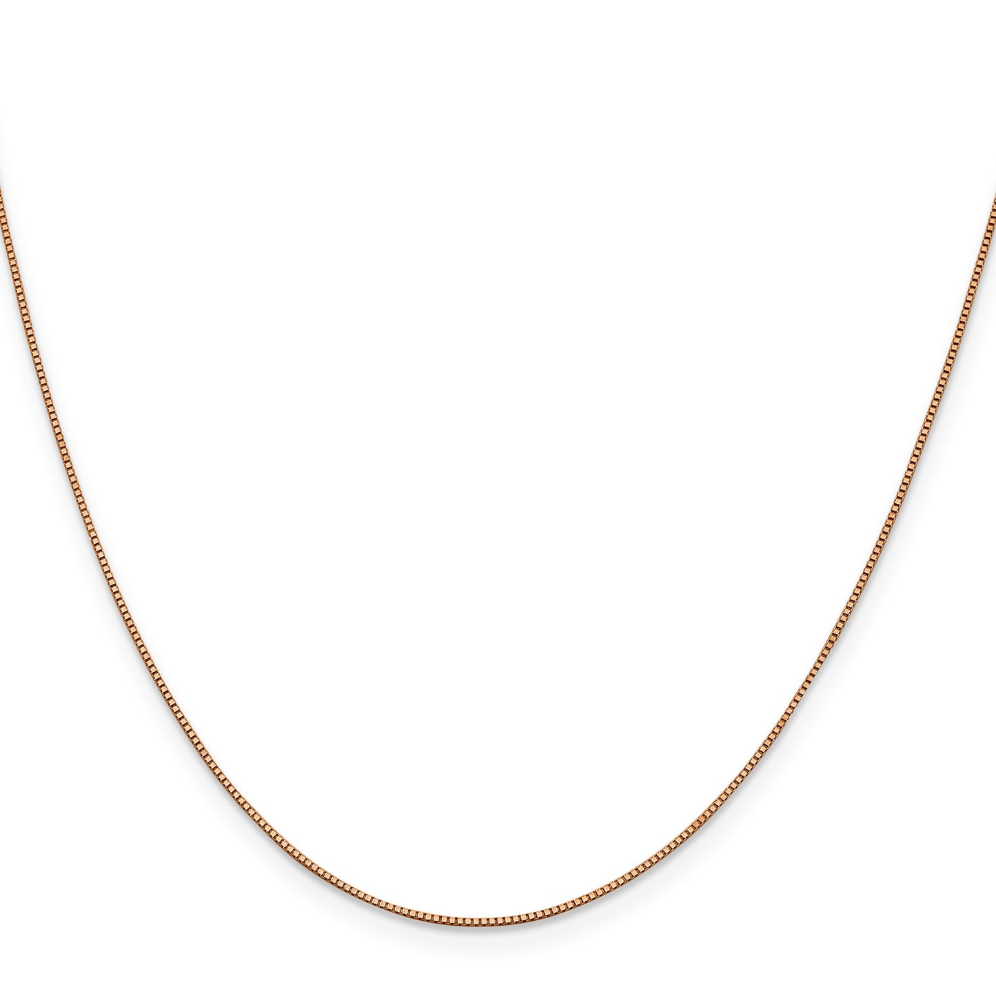 14K Rose Gold 22 inch .7mm Box Link with Lobster Clasp Chain