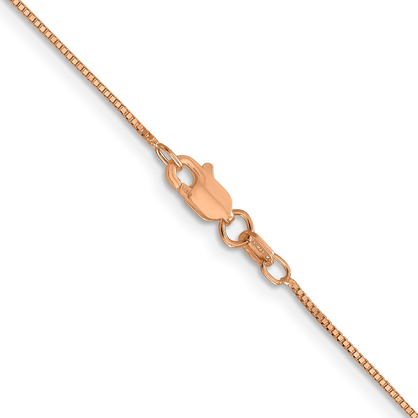 14K Rose Gold 24 inch .7mm Box Link with Lobster Clasp Chain