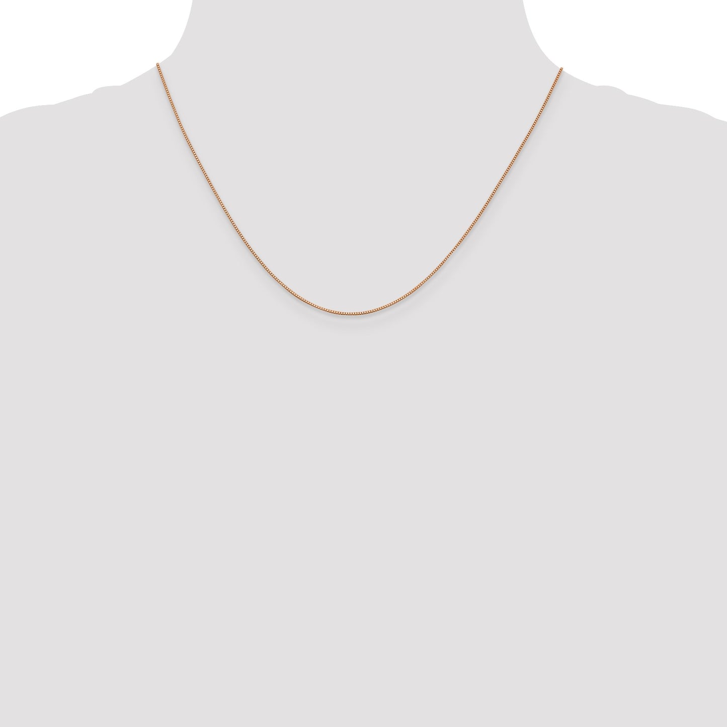 14K Rose Gold 18 inch .7mm Box Link with Lobster Clasp Chain