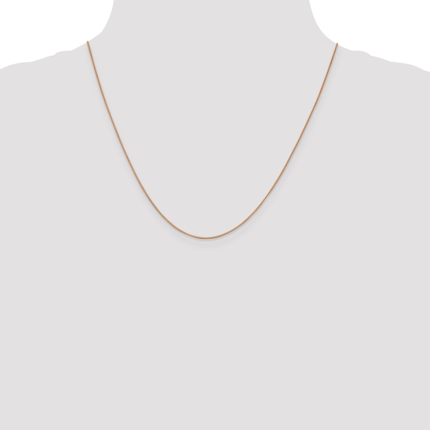 14K Rose Gold 20 inch .7mm Box Link with Lobster Clasp Chain