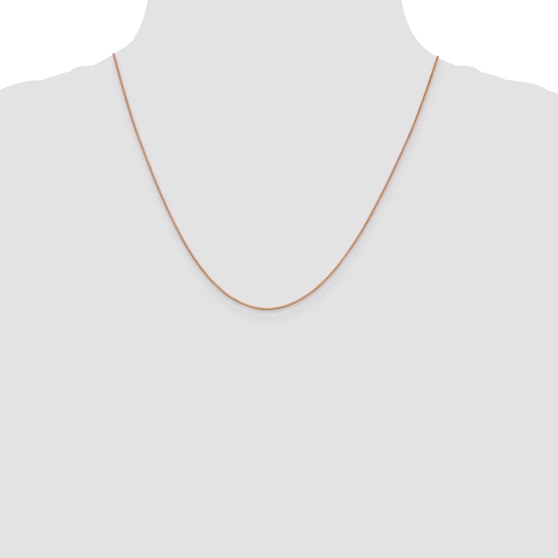 14K Rose Gold 20 inch .7mm Box Link with Lobster Clasp Chain