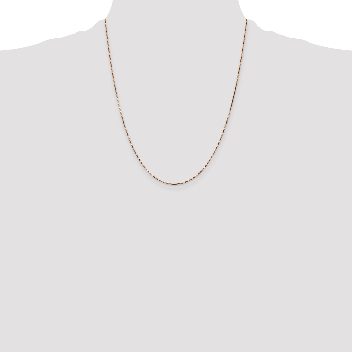 14K Rose Gold 22 inch .7mm Box Link with Lobster Clasp Chain
