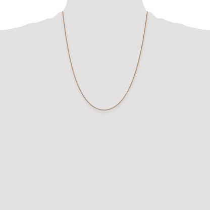 14K Rose Gold 22 inch .7mm Box Link with Lobster Clasp Chain
