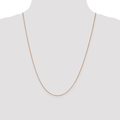 14K Rose Gold 24 inch .7mm Box Link with Lobster Clasp Chain