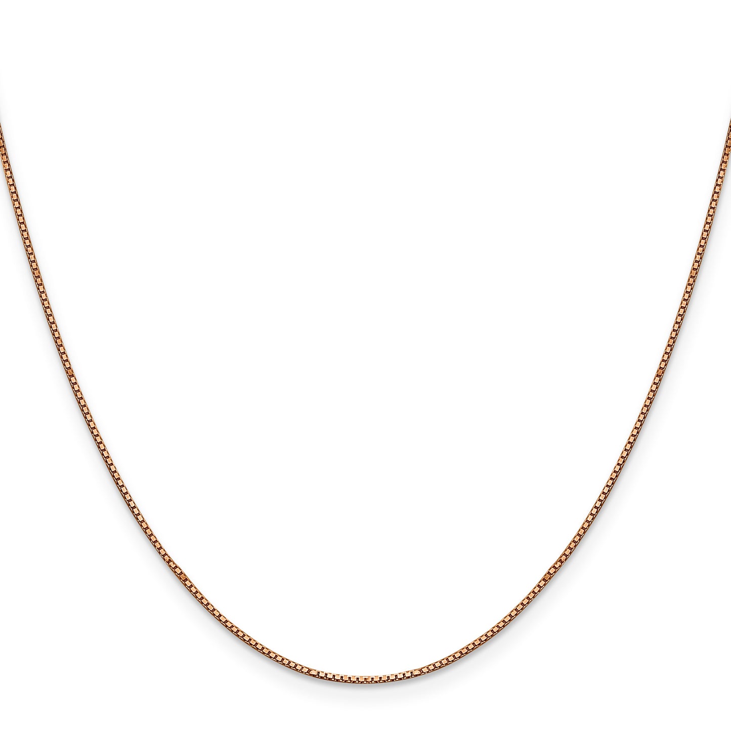 14K Rose Gold 20 inch .9mm Box Link with Lobster Clasp Chain
